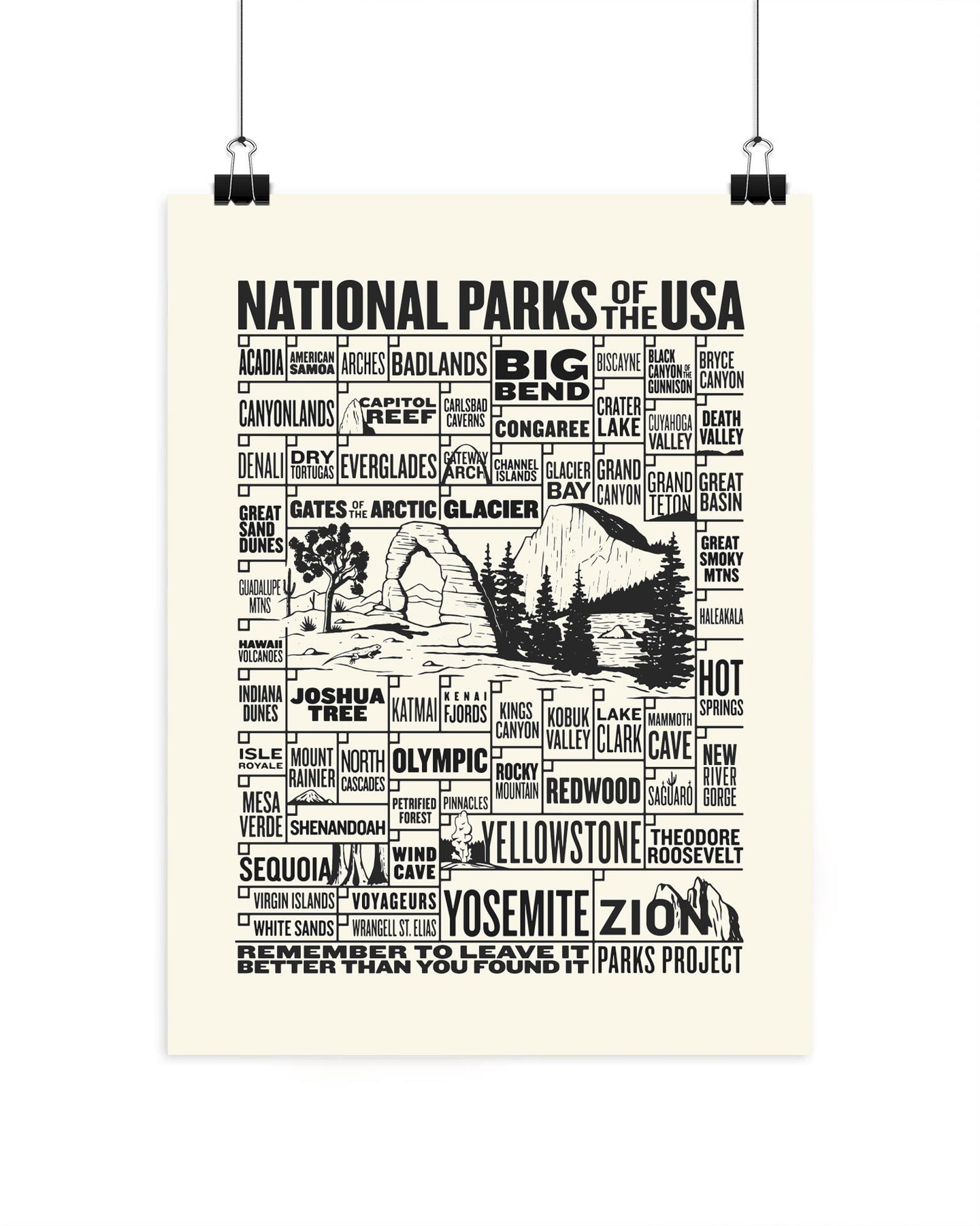 PARKS PROJECT National Parks of The USA  Checklist Poster | AP402002