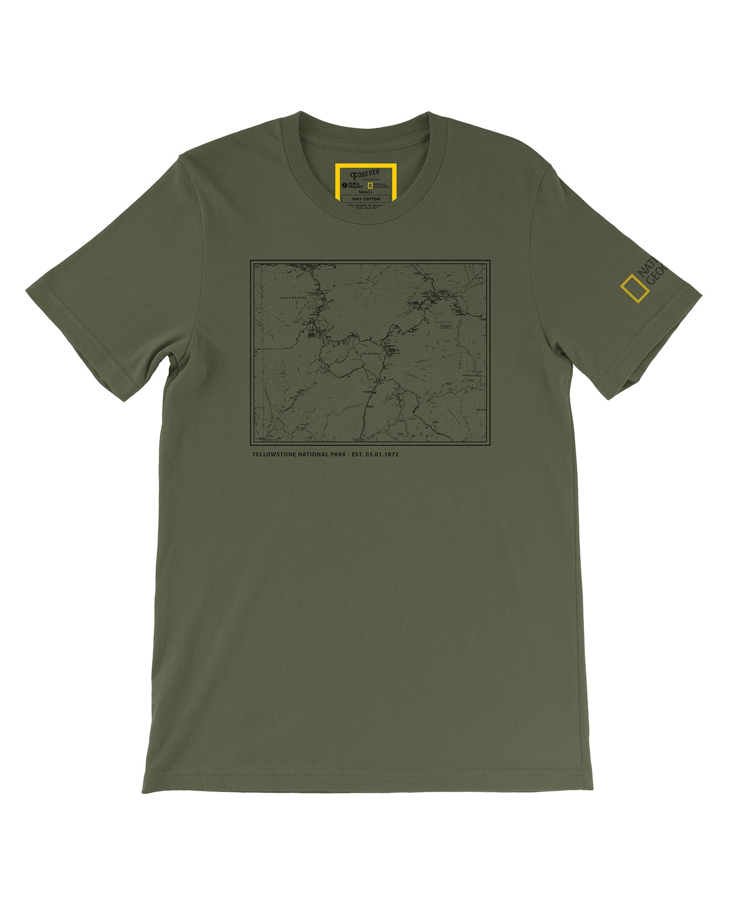 National Geographic X Parks Project Nat Geo Yellowstone Topographical Map Tee SP20-83